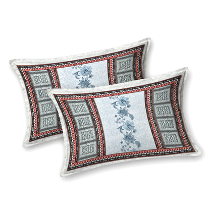 Pure Cotton Print Bedsheet - Double Bed- Bel Buta- Blue n Multi