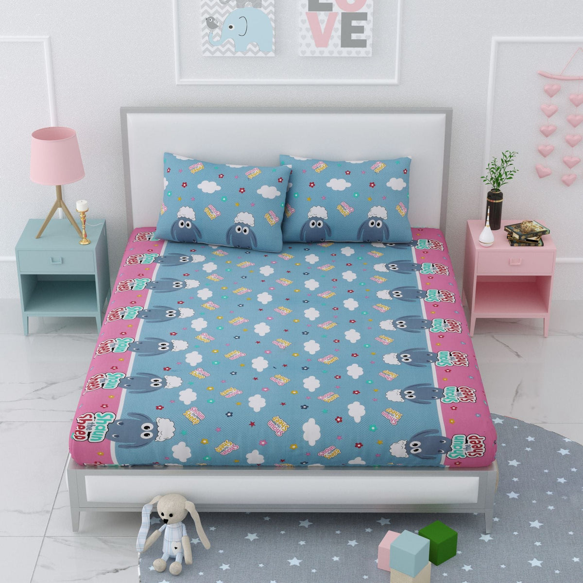 Printed Bedsheet- Double Bed -For Kids - Shaun the Sheep