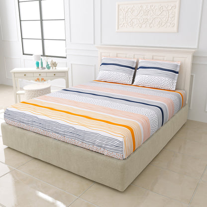 Printed Bedsheet- Double Bed -Colored Waves