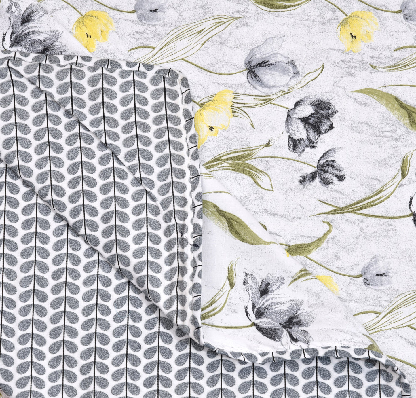 Dohar Cotton-Double Bed- Gray Tulips