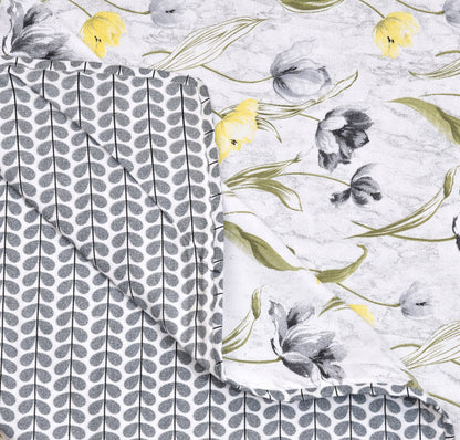 Dohar Cotton-Double Bed- Gray Tulips