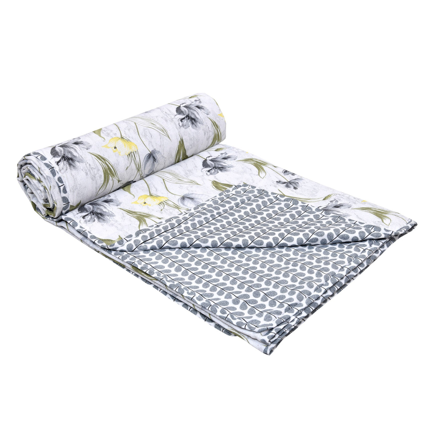 Dohar Cotton-Double Bed- Gray Tulips