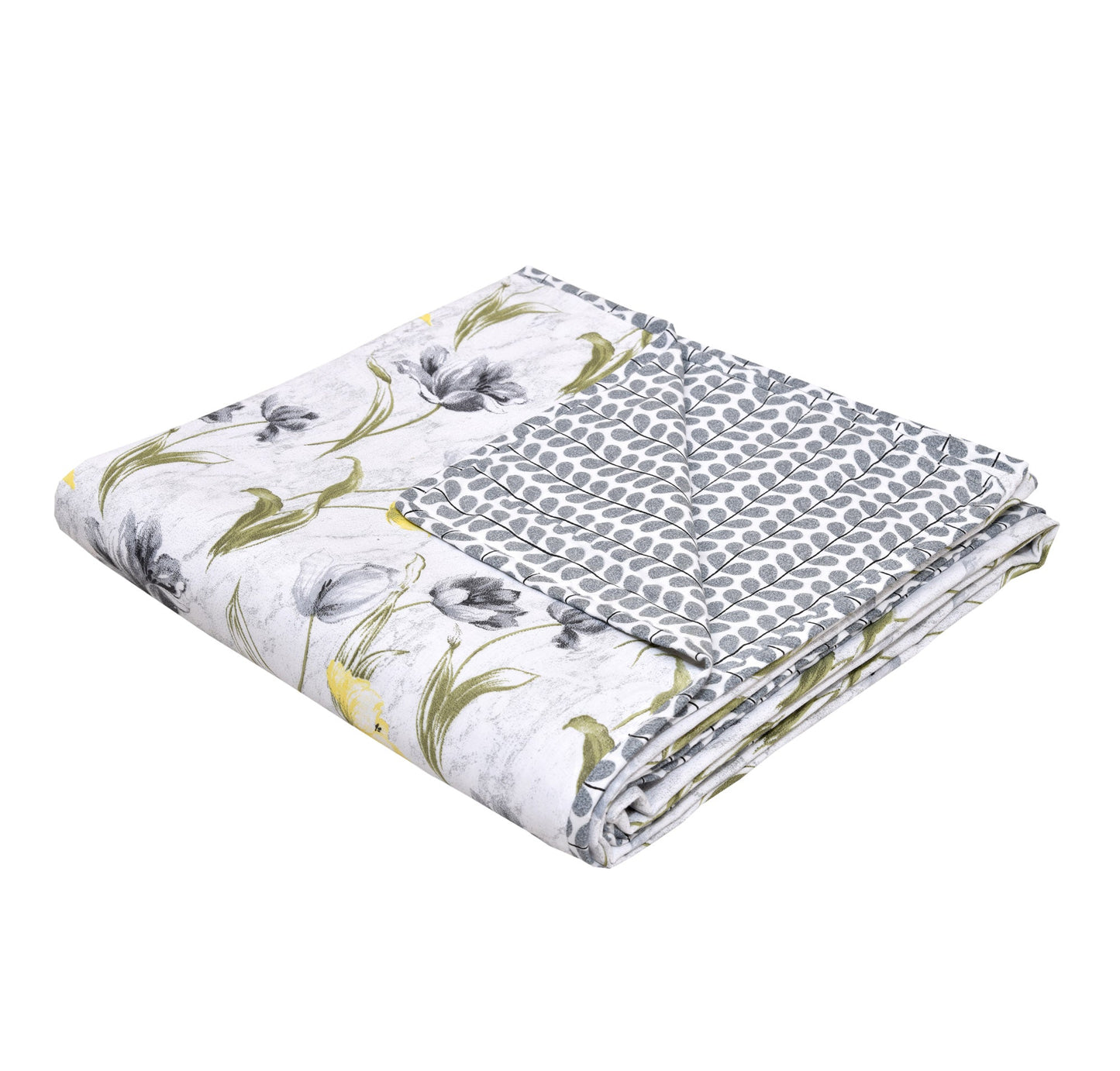 Dohar Cotton-Double Bed- Gray Tulips