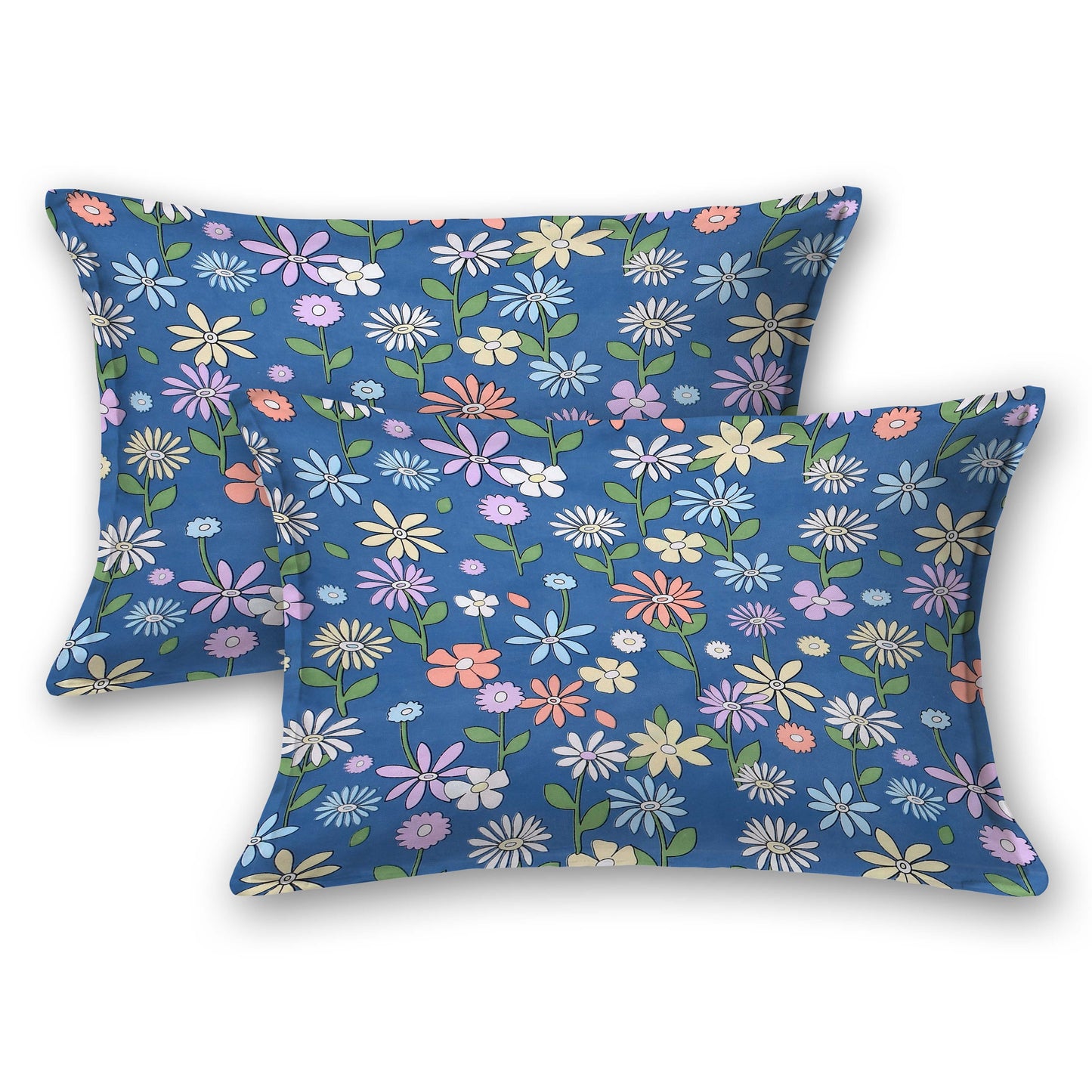 Printed Bedsheet- Double Bed -Blue Floral