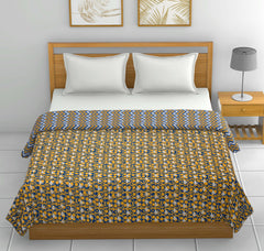 Dohar Cotton-Double Bed-Blue n Brown Waves