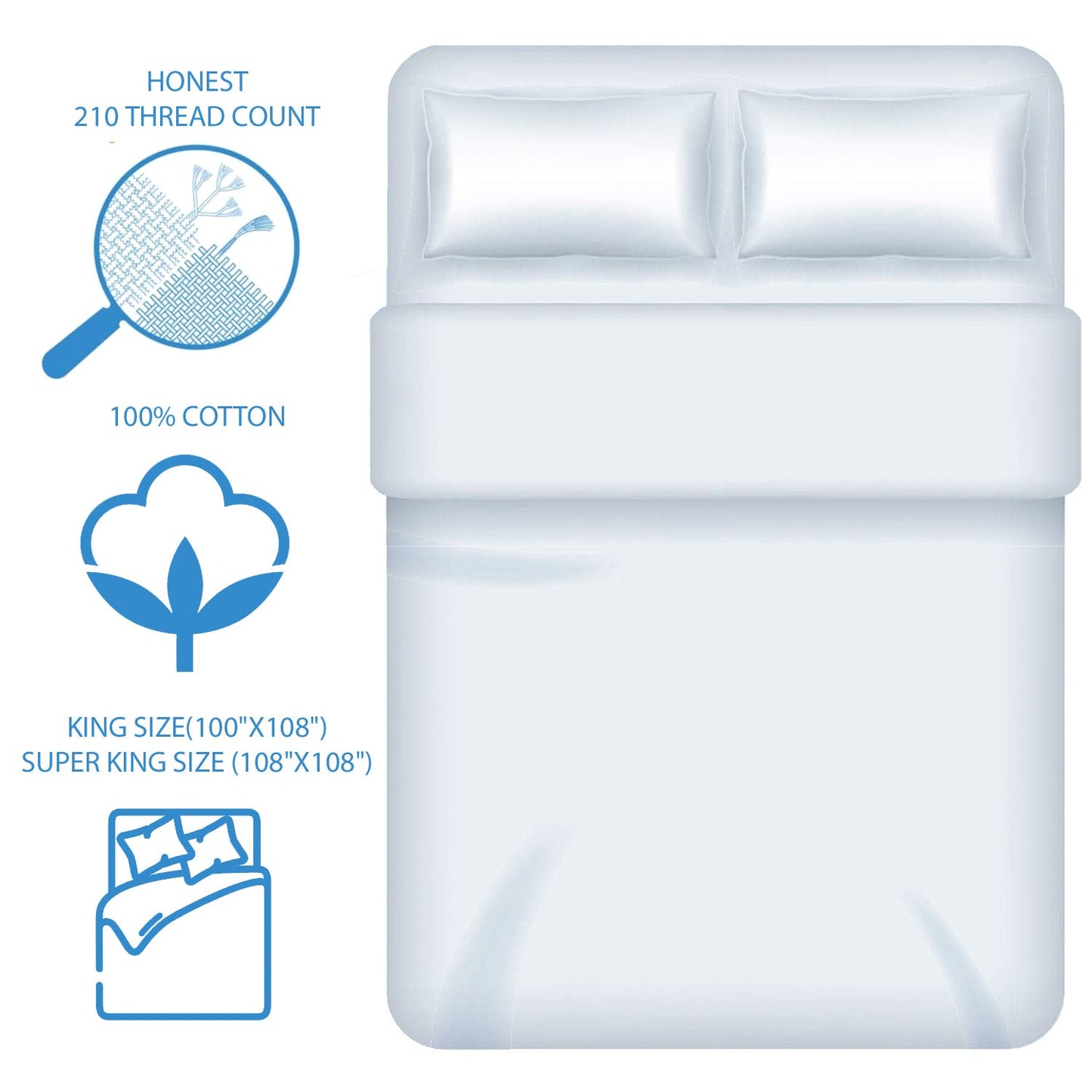 Cotton Bedsheet - Double Bed - White