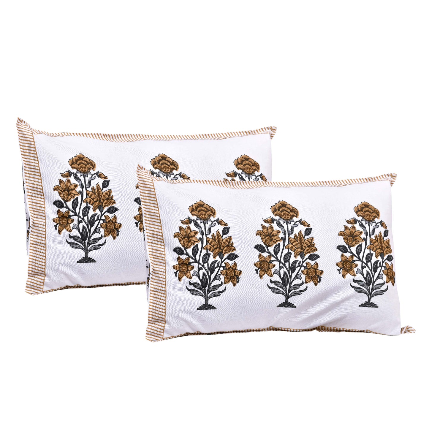 Pure Cotton Printed Bedsheet- Double Bed -Flower Tree - Light Brown