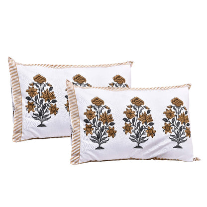 Pure Cotton Printed Bedsheet- Double Bed -Flower Tree - Light Brown