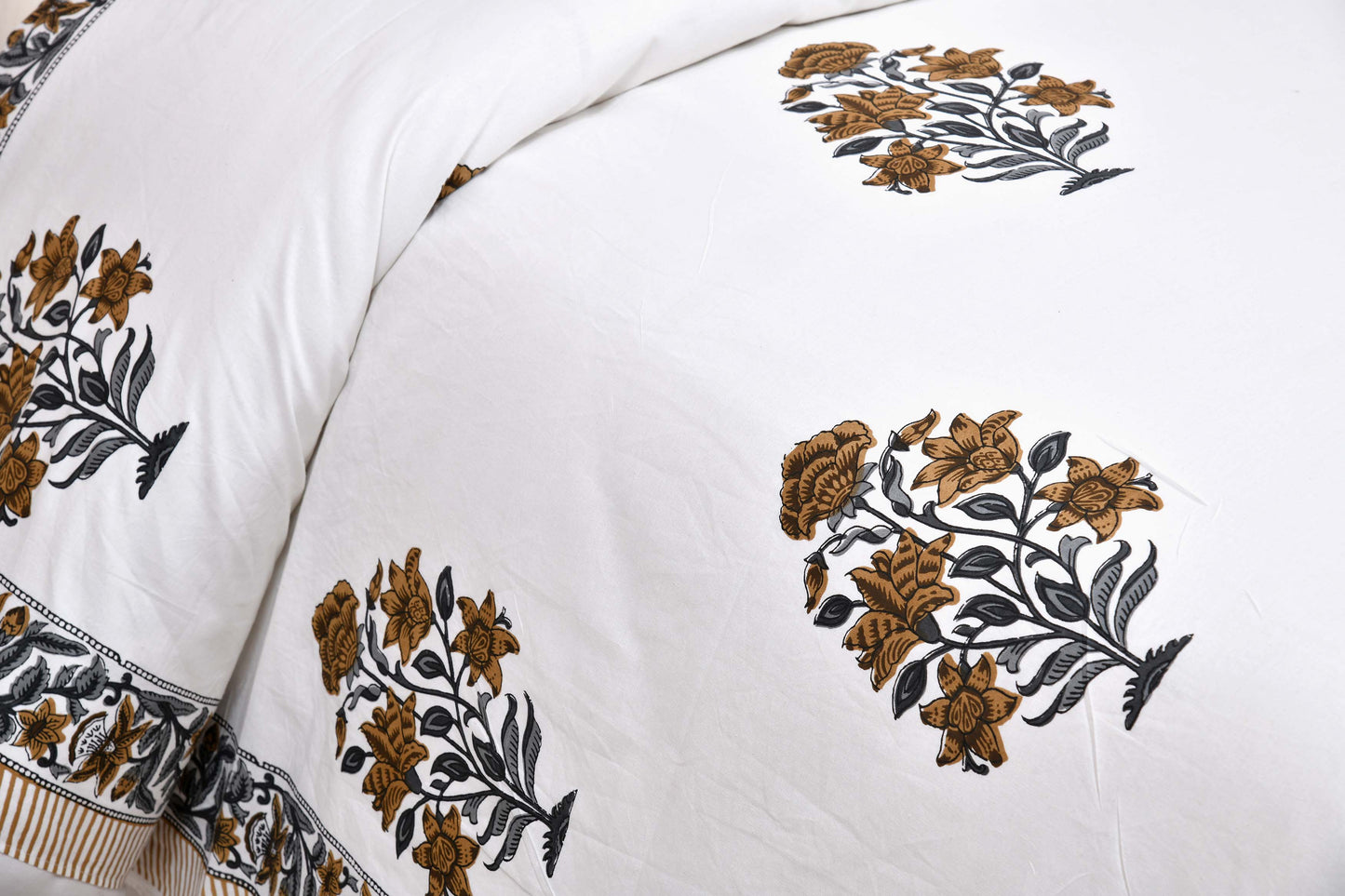 Pure Cotton Printed Bedsheet- Double Bed -Flower Tree - Light Brown