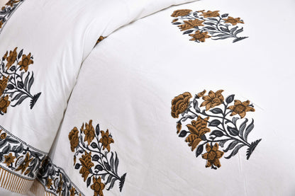 Pure Cotton Printed Bedsheet- Double Bed -Flower Tree - Light Brown