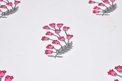 Pure Cotton Printed Bedsheet- Double Bed - Tulip Motifs - Pink