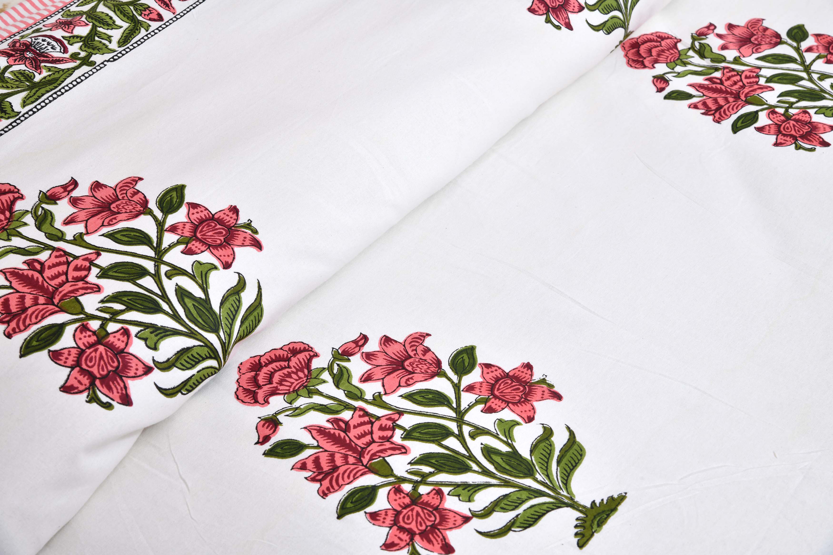 Pure Cotton Printed Bedsheet-Double Bed-Flower Tree-Pink