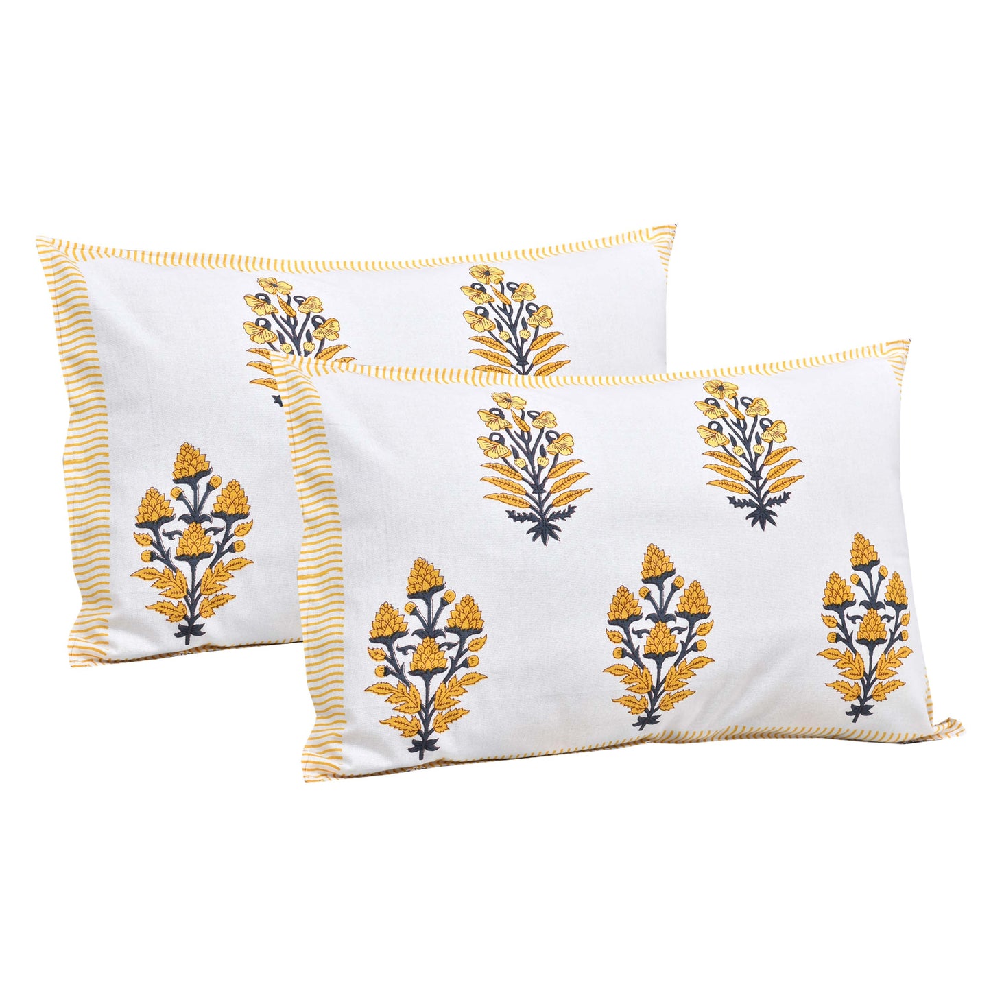 Pure Cotton Printed Bedsheet-Double Bed-Patterned Flower Tree - Yellow