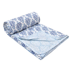 Dohar Cotton-Double Bed- Blue n Green Ethnic Buti