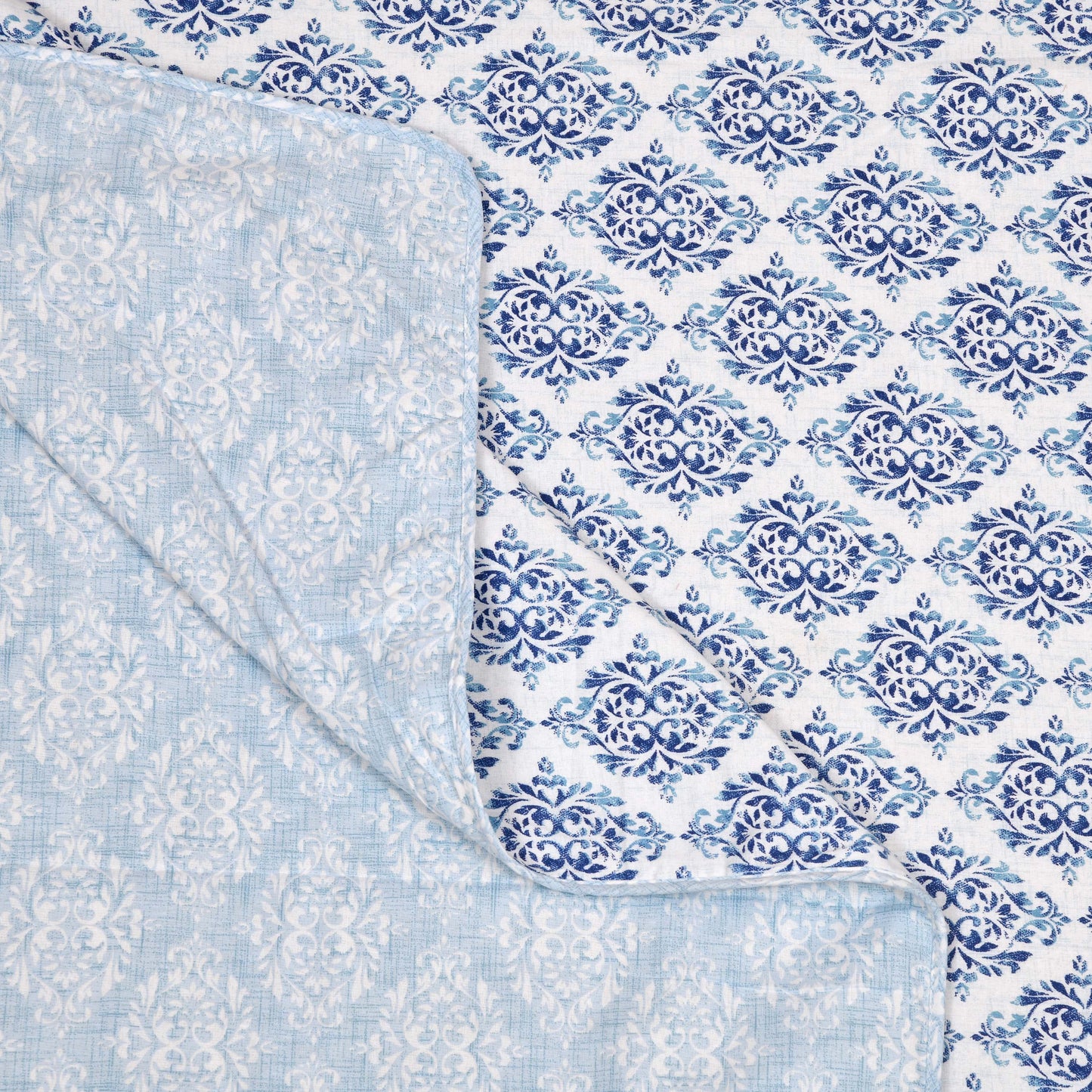 Dohar Cotton-Double Bed- Blue n Green Ethnic Buti