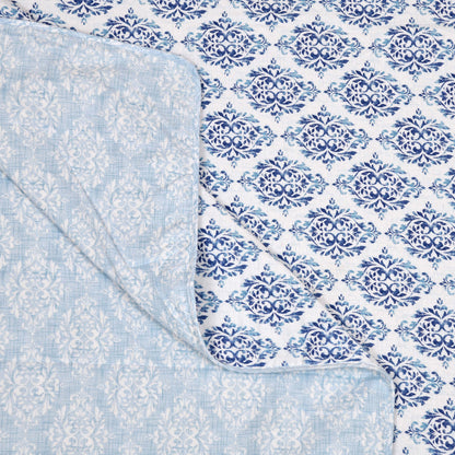 Dohar Cotton-Double Bed- Blue n Green Ethnic Buti