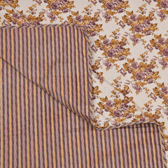 Dohar Cotton-Double Bed- Rose Bouquet Purple N Brown