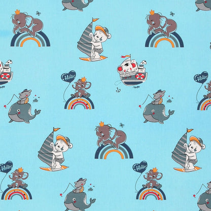 Pure Cotton Printed Bedsheet- Double Bed -For Kids - Hello
