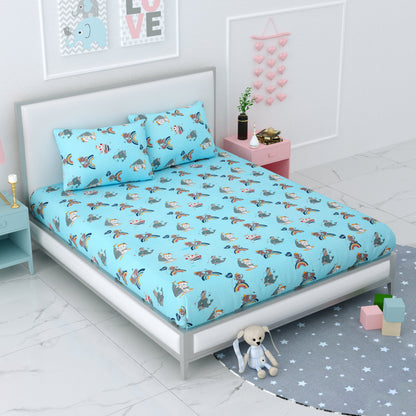 Pure Cotton Printed Bedsheet- Double Bed -For Kids - Hello