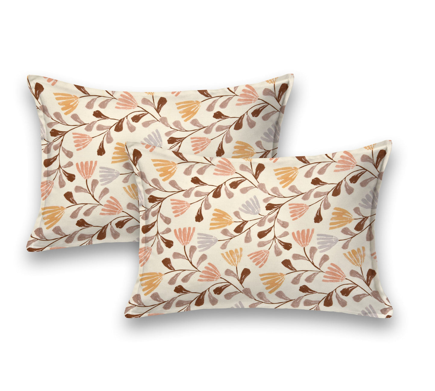 Pure Cotton Printed Bedsheet- Double Bed -Brown Leaf