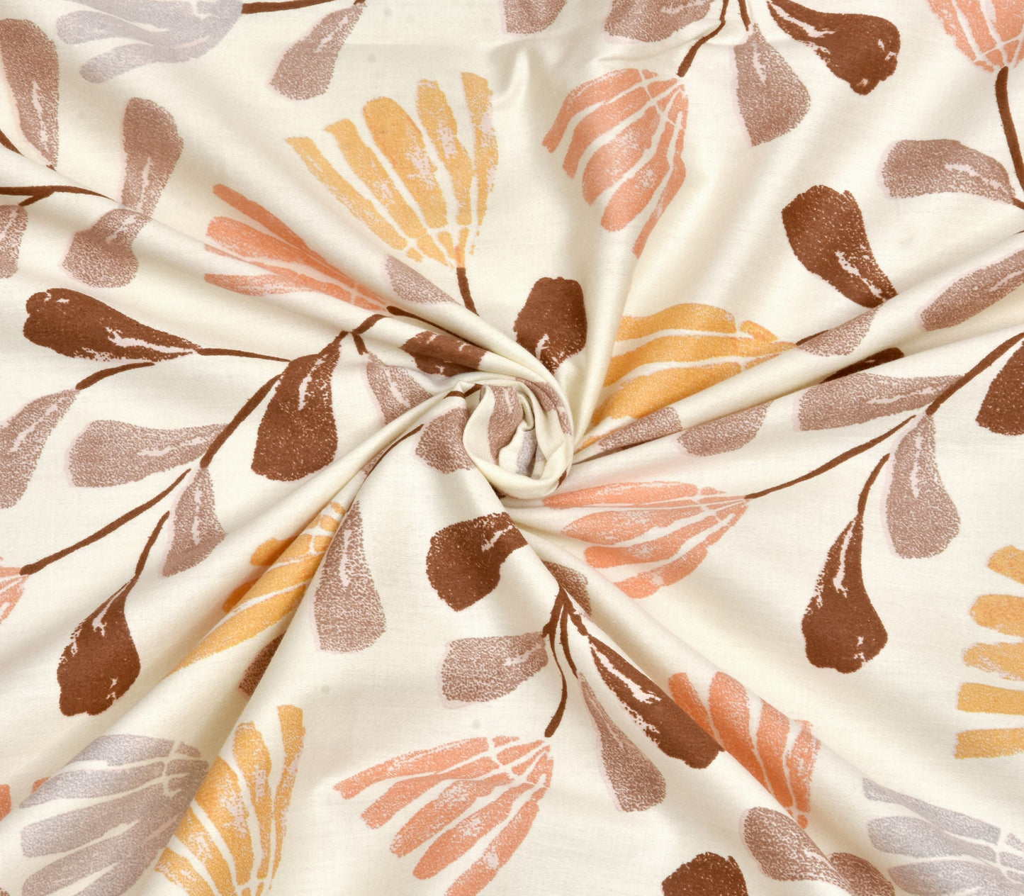 Pure Cotton Printed Bedsheet- Double Bed -Brown Leaf