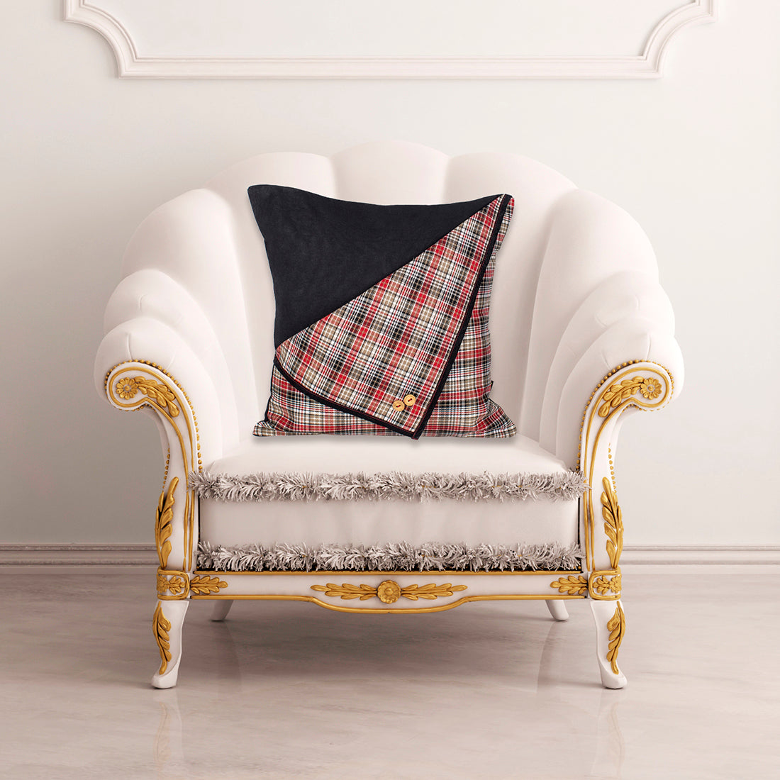 Cushion Cover-Black n Red Checks