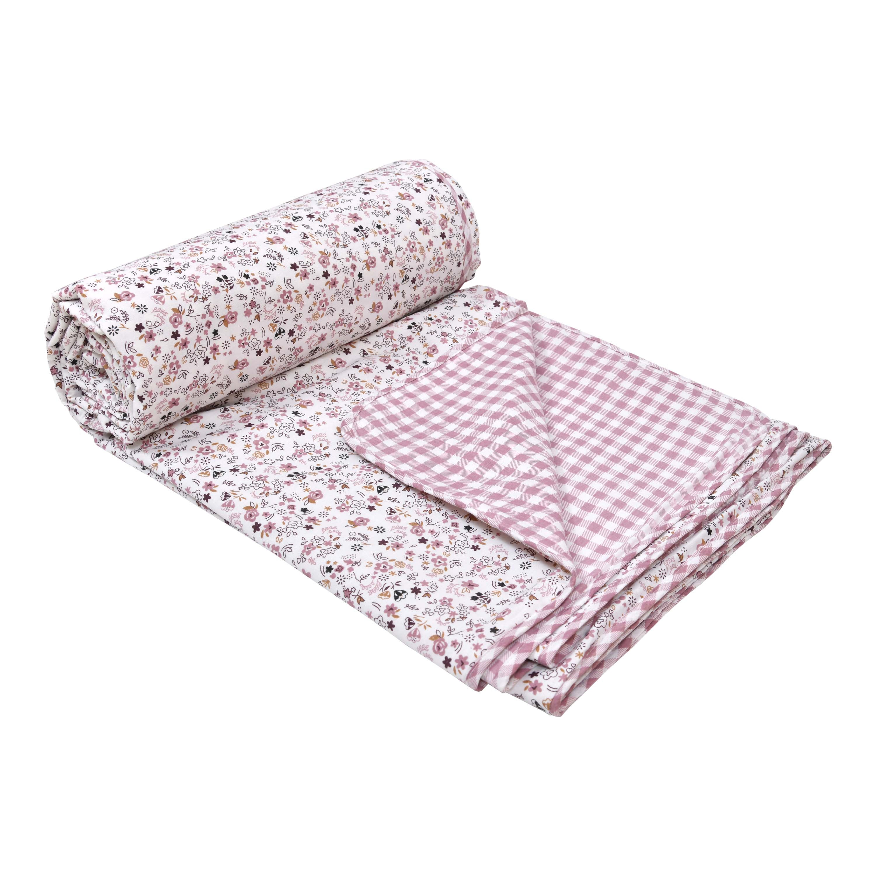 Dohar Cotton-Double Bed- Muddy Pink Small Print