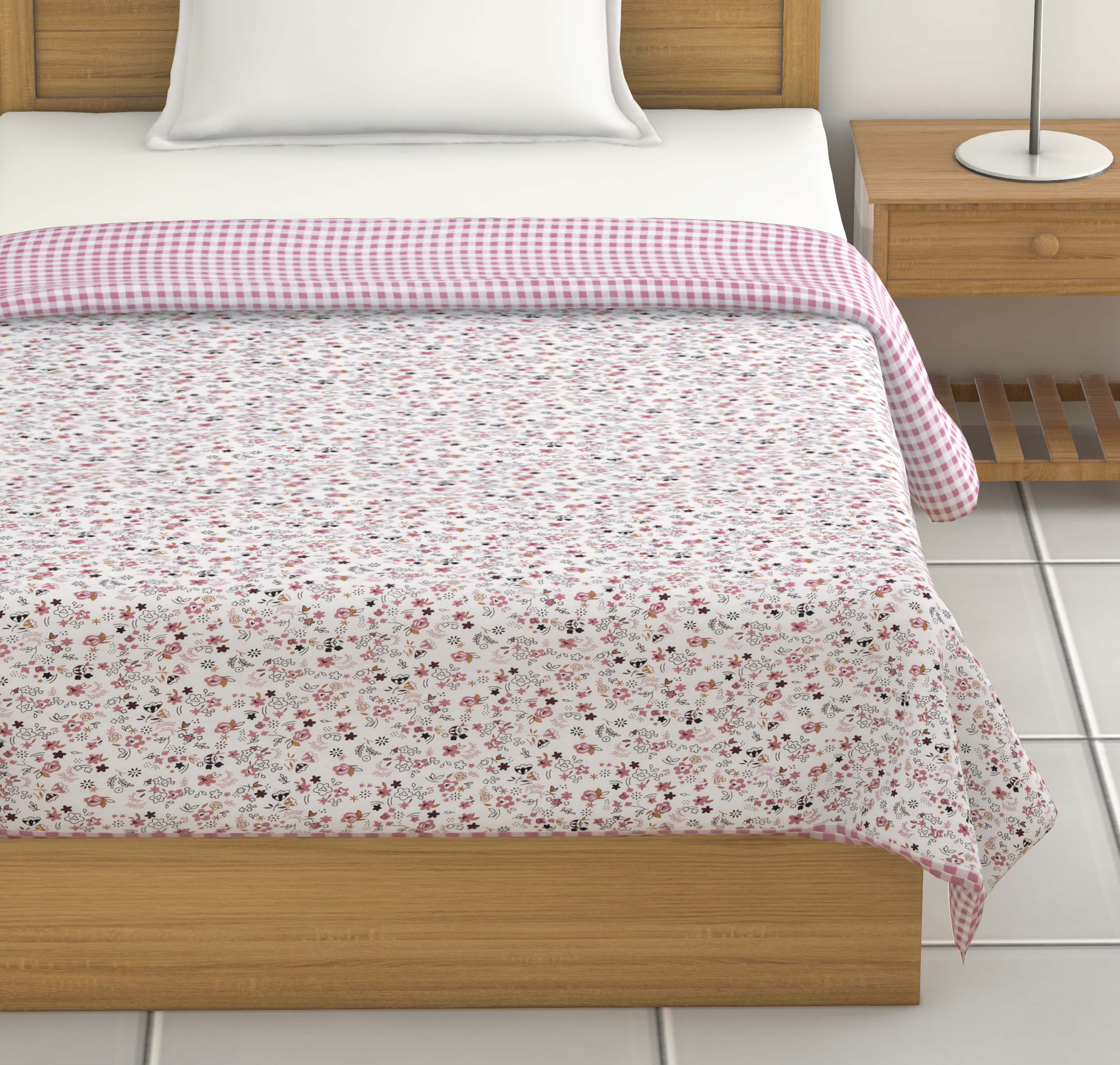 Dohar Cotton-Double Bed- Muddy Pink Small Print