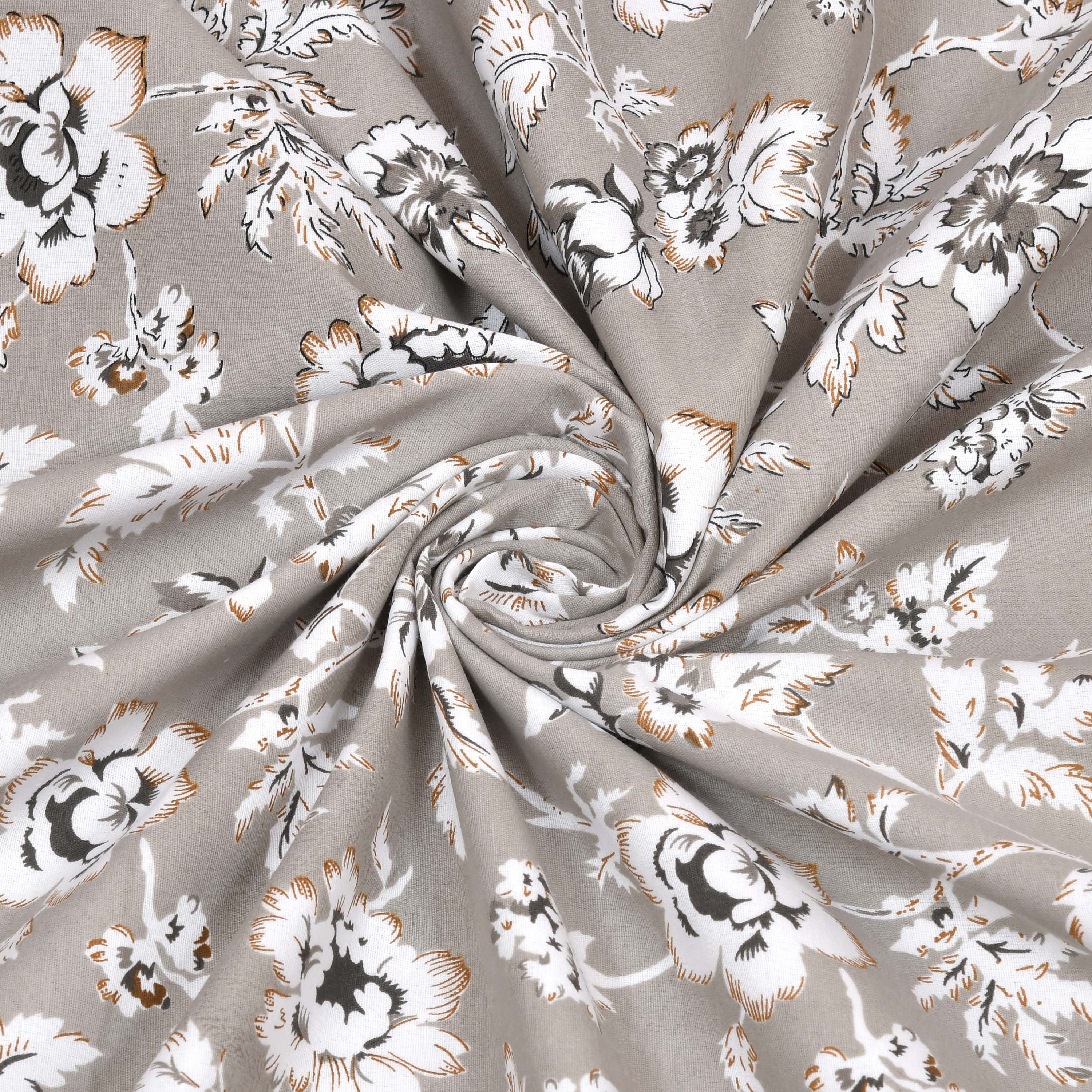 Dohar Cotton-Double Bed- Muddy Brown Flora