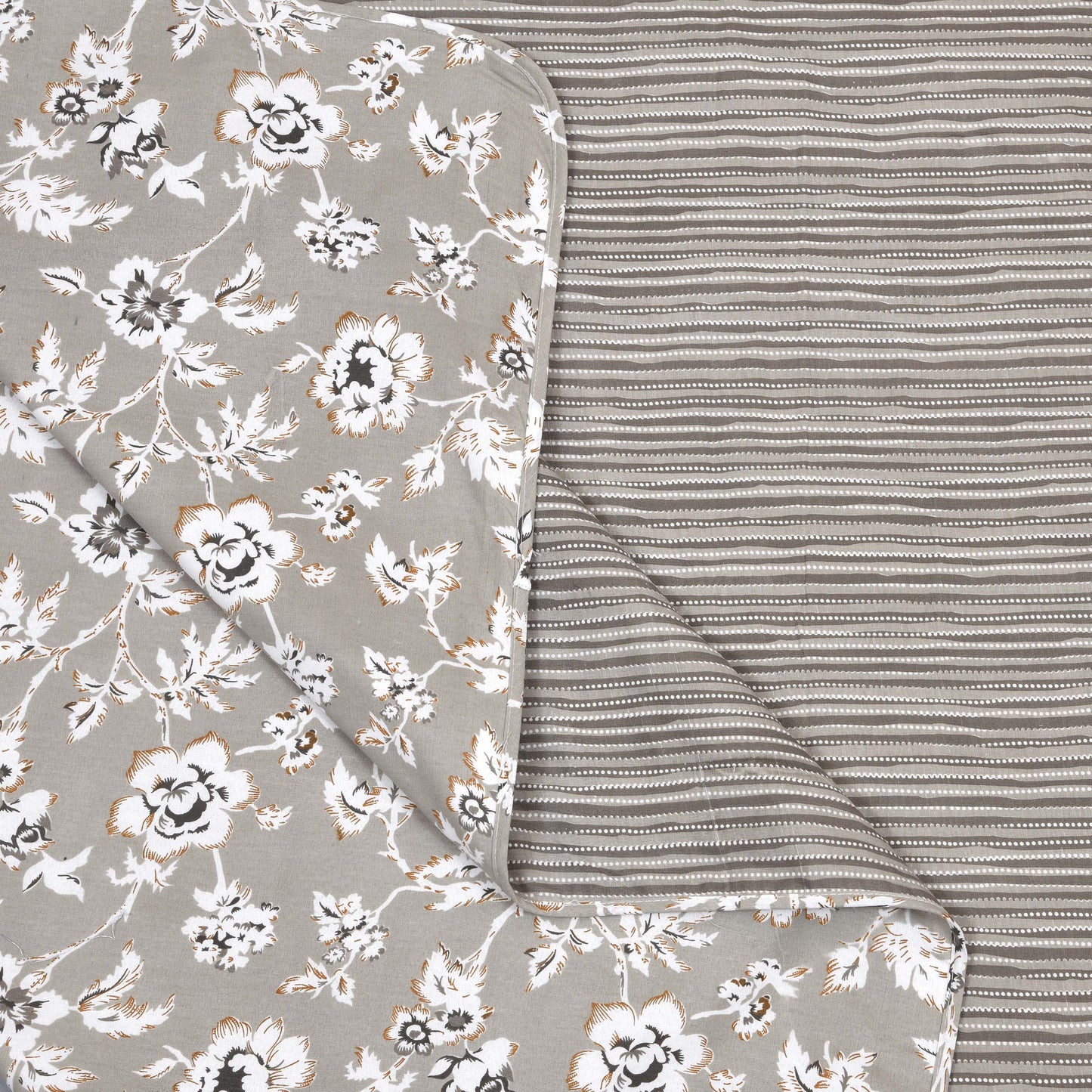 Dohar Cotton-Double Bed- Muddy Brown Flora