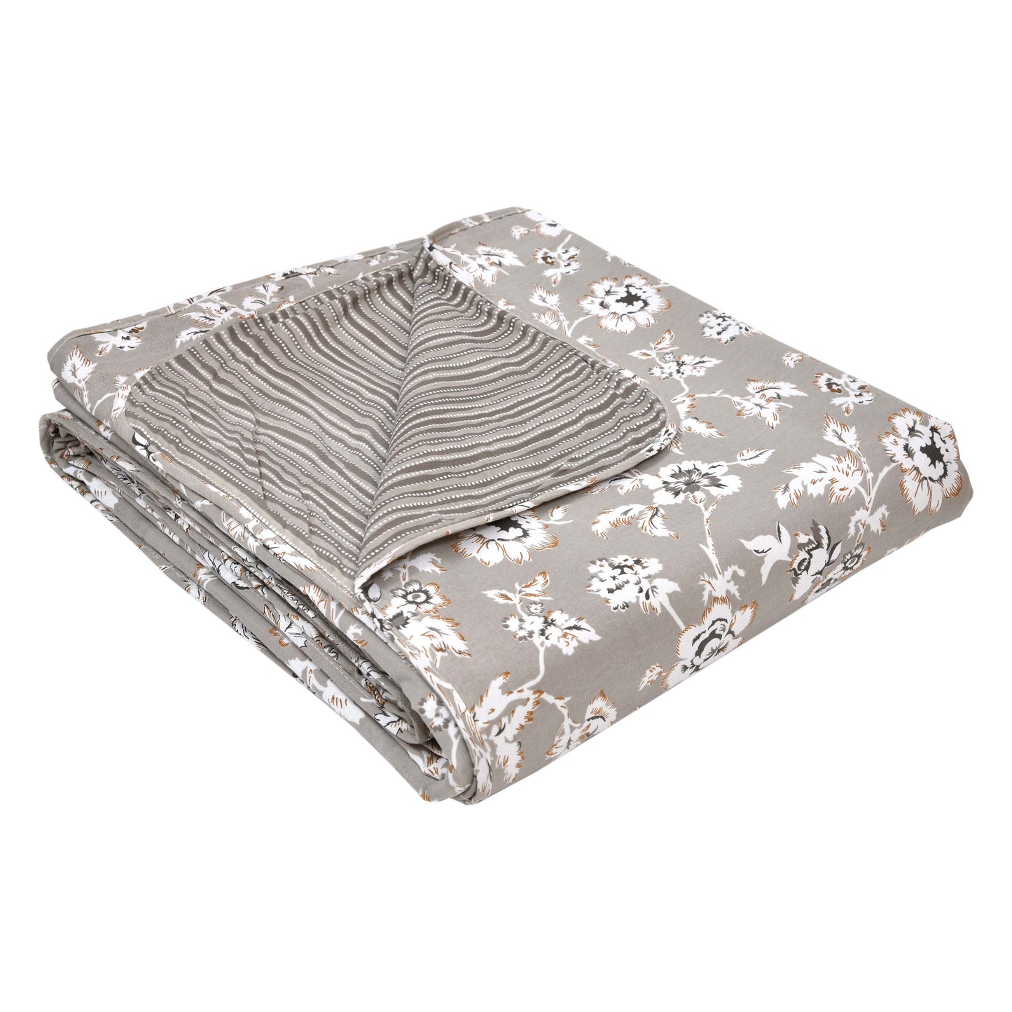 Dohar Cotton-Double Bed- Muddy Brown Flora