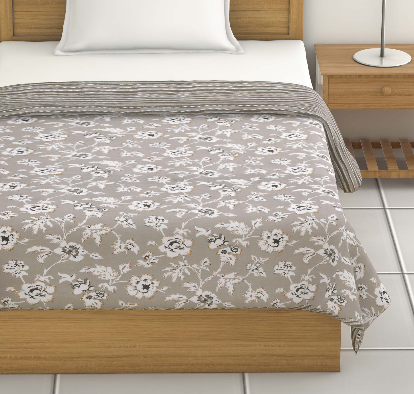 Dohar Cotton-Double Bed- Muddy Brown Flora