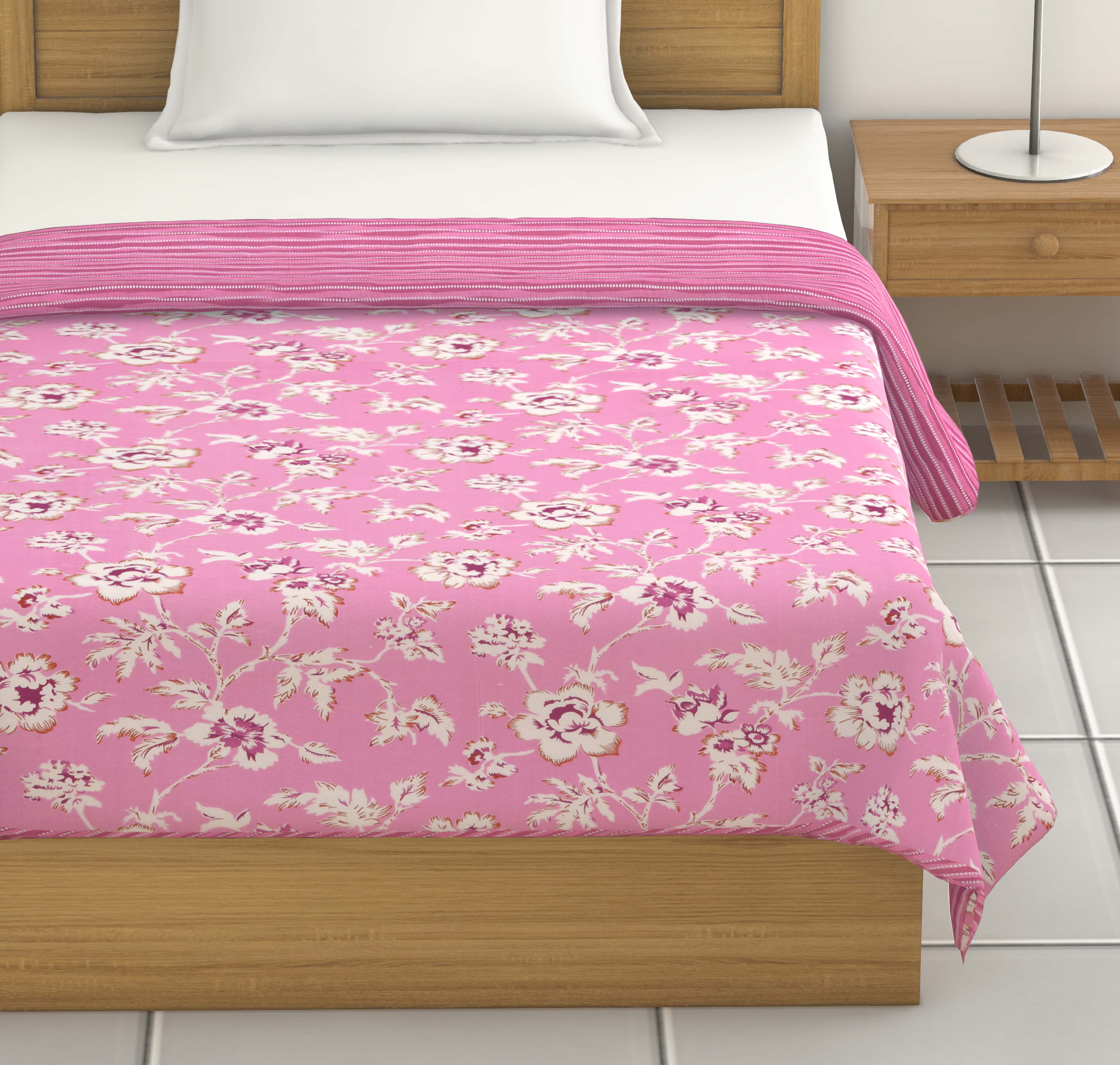 Dohar Cotton-Double Bed-Pink Flora