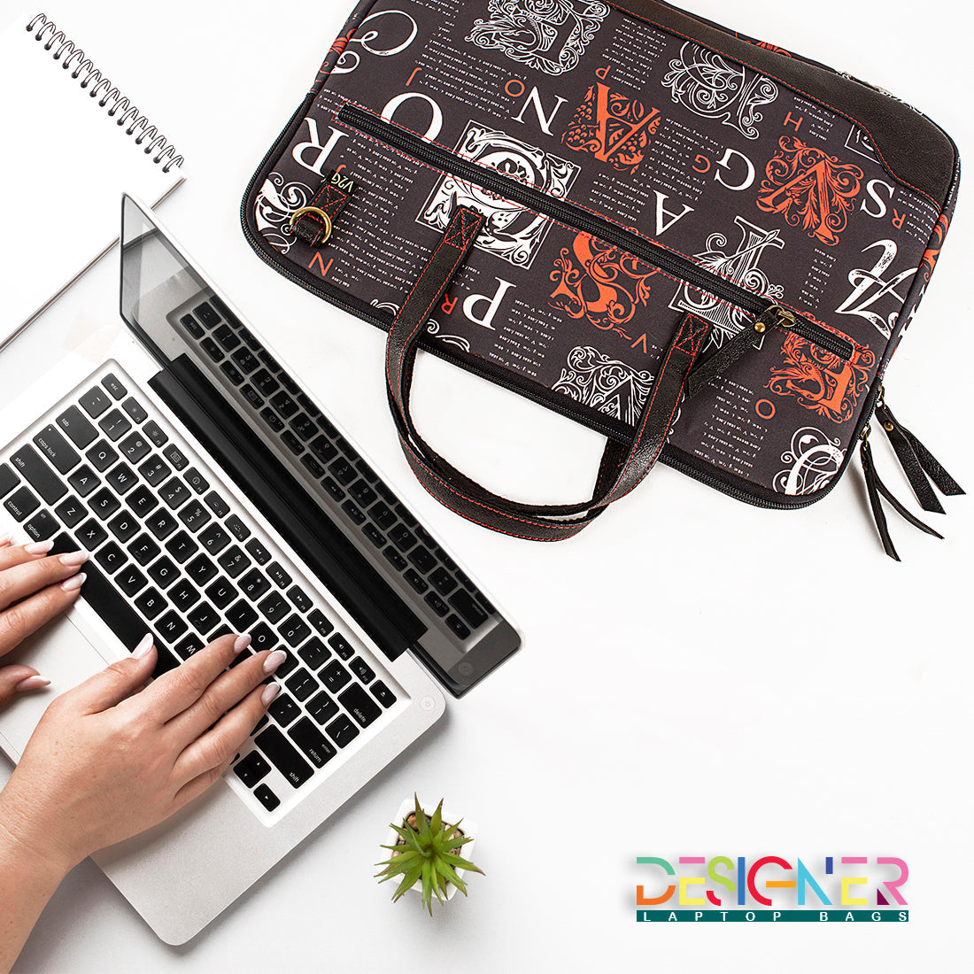 Laptop Bag - Crazy Black n Red Alphabets