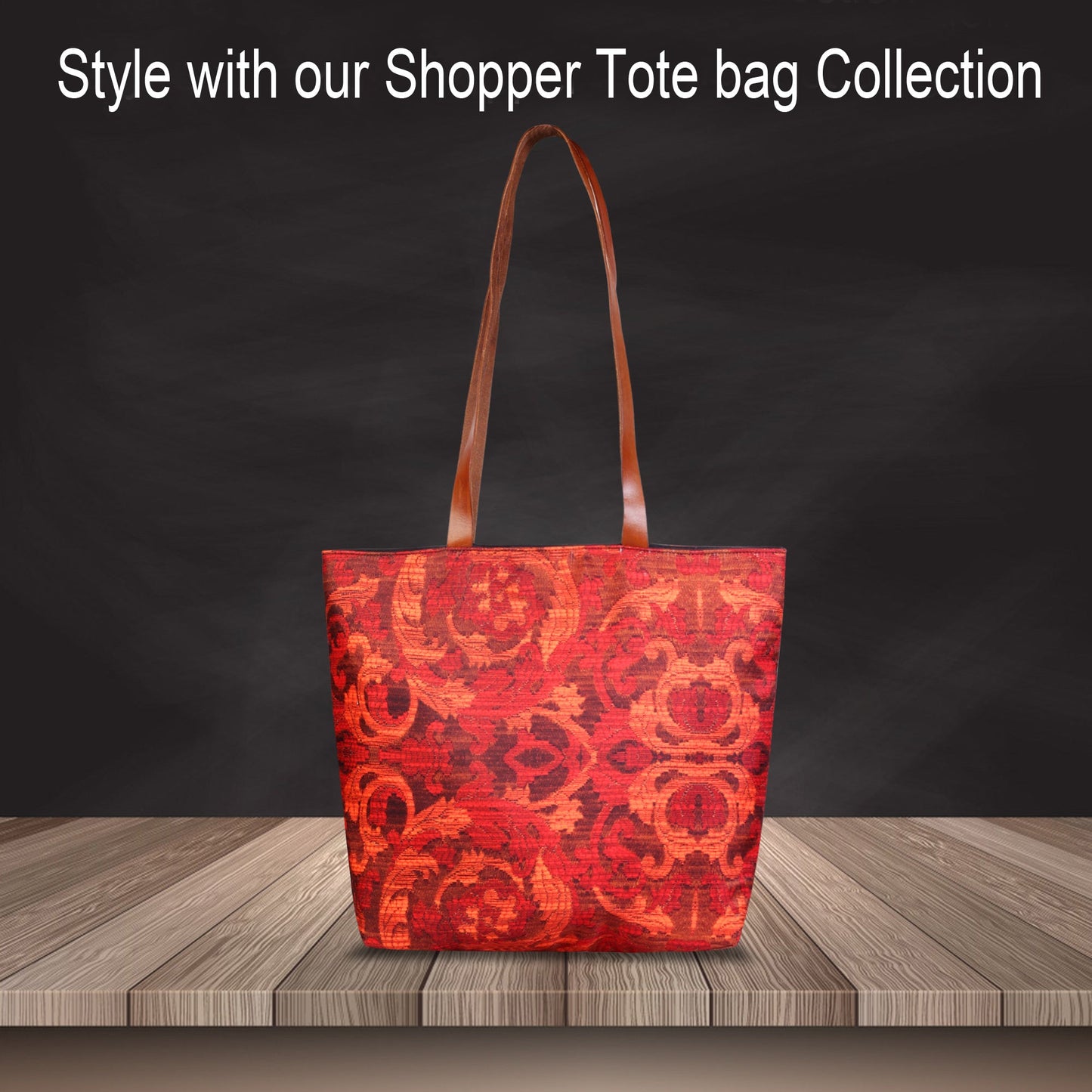 Shopper Bag-Red Jaquard